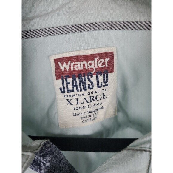 Wrangler Light Green Men's Long Sleeve Shirt Cotton Men XL Cotton - Picture 2 of 10